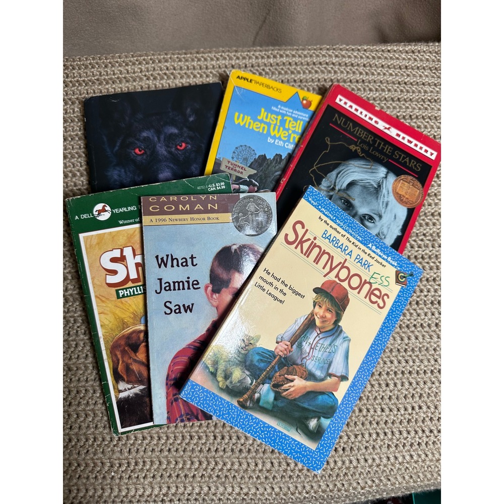 Kids Book Lot 4th 5th Grade Newbery Winners Shiloh Number the Stars Skinnybones